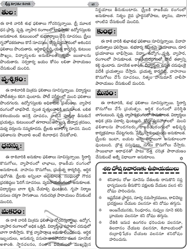 vaaraphalalu